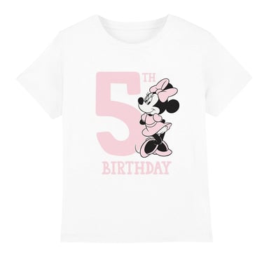 Disney Childrens/Kids Minnie Mouse 5th Birthday T-Shirt (White)