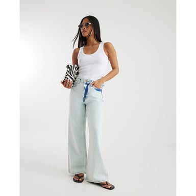 River Island Womens Straight Leg Jeans Petite Blue Relaxed