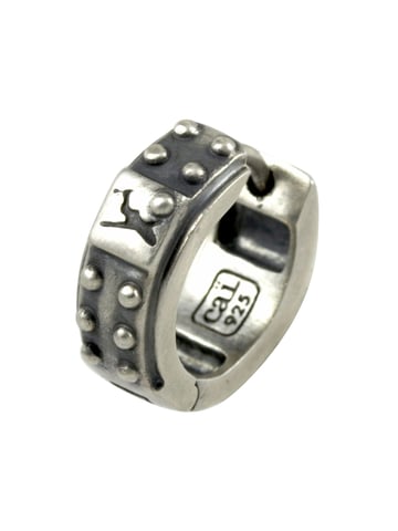 cai Single Creole 925 silver rhodium-plated matt oxidised