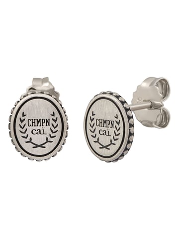 cai Single ear stud 925/sterling silver satinised oxodised Champion Crest