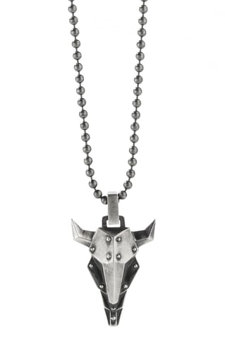 cai Pendant with chain 925/- silver oxidised bullhead