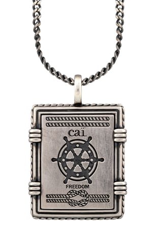 cai Pendant with chain 925/- silver matt oxidised Sailor coat of arms