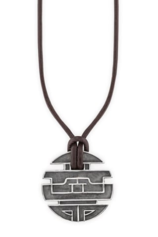 cai Pendant with chain 925/- sterling silver oxidised coin