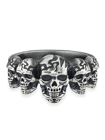 cai Ring 925/- Sterling silver matt oxidised skull