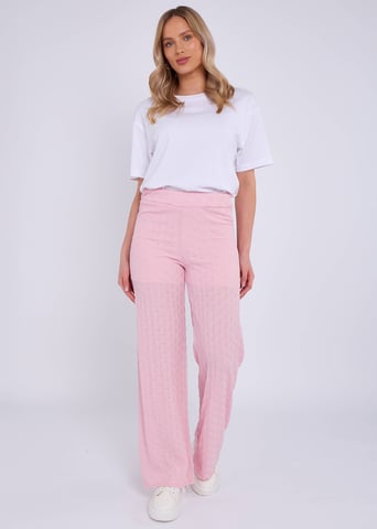 Roze uitlopende broek met elastische tailleband