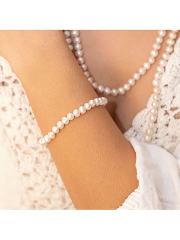 Zeeme Pearls Bracelet Silver 925 rhodium-plated with white pearls 6mm