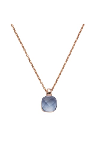 Jamelli Pendant with chain 925 silver rose gold-plated quartz blue (coloured)