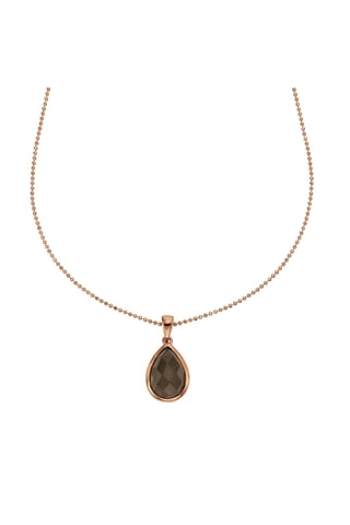 Jamelli Pendant with chain 925 silver rose gold-plated smoky quartz