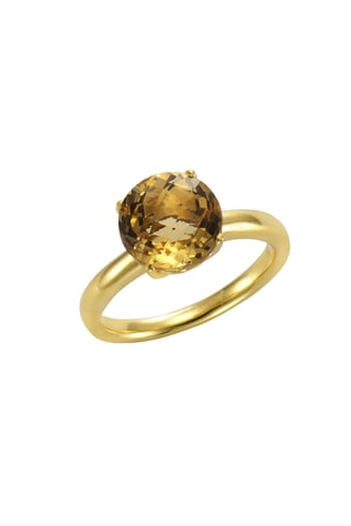 Jamelli Ring Silber 925 vergoldet mit echtem Citrin 10mm