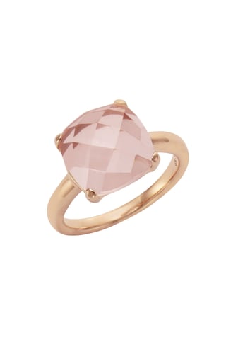 Jamelli Ring Silber 925 rosé-vergoldet mit echtem Rosenquarz 12mm
