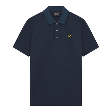 Lyle &amp; Scott - Marinblå Pikétröja Med Tonal Textur