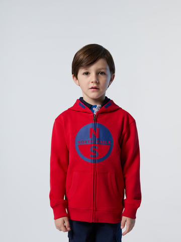 North Sails Hoodie Rits met maxi-logo