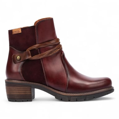 Pikolinos Women’s Arcilla Red Leather Zipped Heel Ankle Boots - San Sebastián