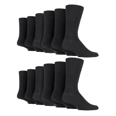 12 Paar Heren Gentle Grip Losse Boven Sokken | Extra Brede Niet-Elastische Sokken