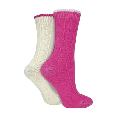 2-pack Dames Kabelgebreide Hak- en Teen Sokken