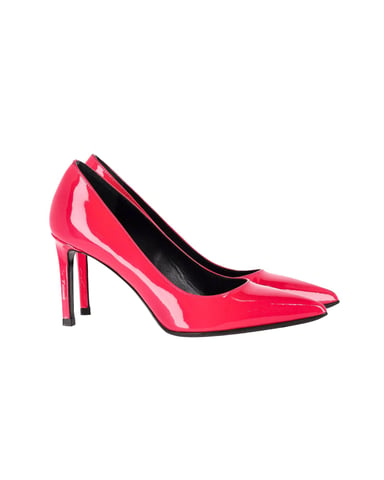 Saint Laurent Spetsiga Klackar 80 i Fuchsia Röd Lackkalvskinn