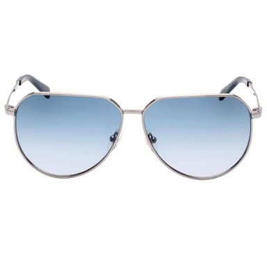 Guess Shiny Gunmetal Grey Gradient Blue Lensed Sunglasses