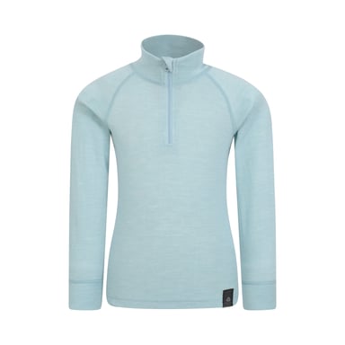 Mountain Warehouse Childrens/Kids Merino Blend Half Zip Base Layer Top (Pale Blue)