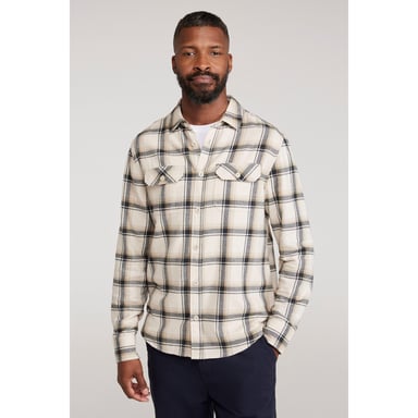 Mountain Warehouse Mens Trace Flannel Long-Sleeved Shirt (Off White)