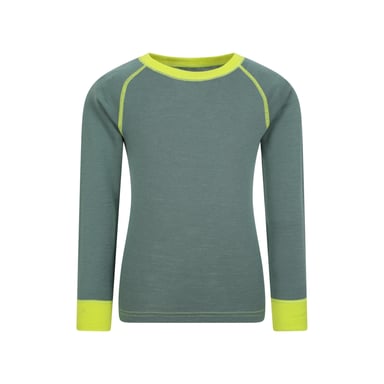 Mountain Warehouse Childrens/Kids Merino II Round Neck Base Layer Top (Khaki Green)