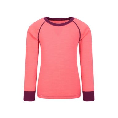Mountain Warehouse Childrens/Kids Merino II Round Neck Base Layer Top (Bright Pink)
