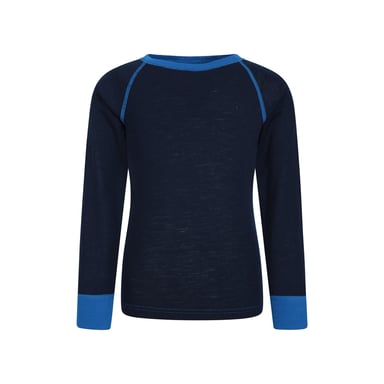 Mountain Warehouse Childrens/Kids Merino II Contrast Round Neck Base Layer Top (Blue)