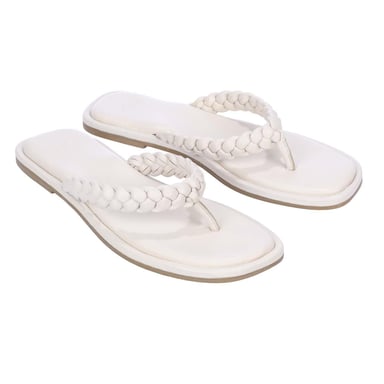 Dune London Loxx pläterade sandaler med tåspets i läder, dam/dam (Ecru)