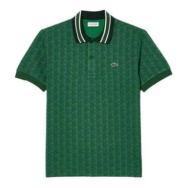 Lacoste Mens Monogram Jacquard Classic Polo Shirt (Green)
