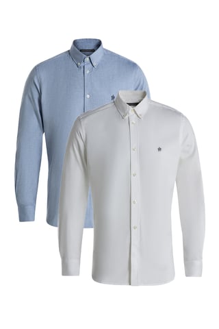 White 2 Pack Cotton Long Sleeve Oxford Shirt