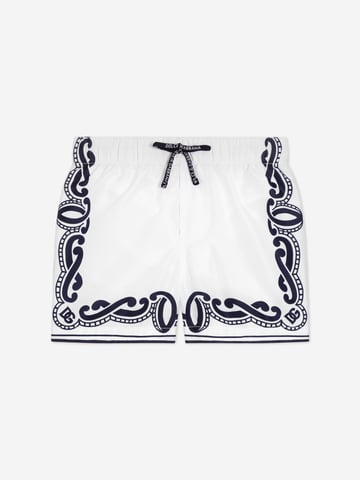 Baby Boys Bandana Print Swim Shorts in White