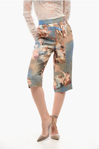 Gepatineerde linnen Bermuda Shorts in Multicolor