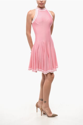 Sleeveless Flared Skater Dress in Pink