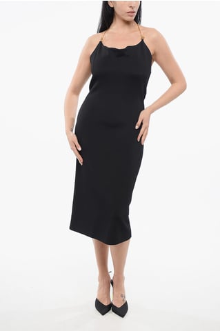 Viscose Dress with Metal Chain in Black