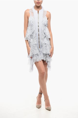 Asymmetrical Lace Mini Dress in Blue