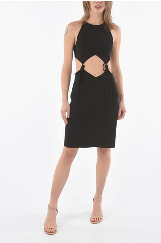 Mini Dress with Cut Out Detail with Laces in Black
