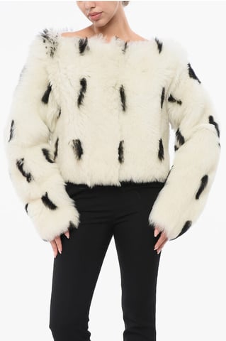 Off-Shoulder Eco-fur Top in White