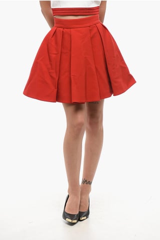 Wool Flared Skirt in Red