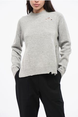 MM1 MM10 Distressed Effect Wool Sweater in Gray