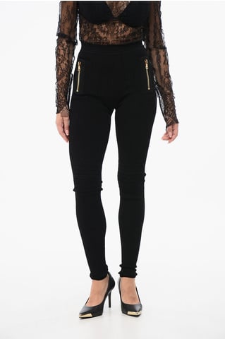 Gebreide legging met ritsdetail in zwart