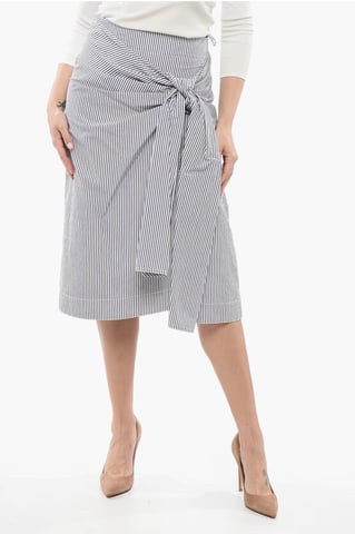 Striped Skirt with Knot Detail in Blue
