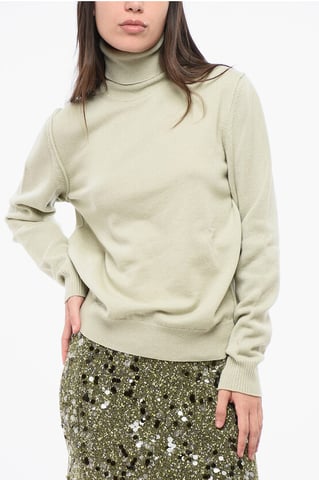 MM4 MM14 Solid Color Cashmere Turtleneck Sweater in Green