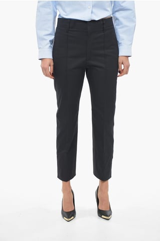 Cotton Twill Pants with Tapered Fit in Blue