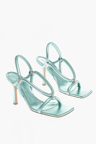 Leren sandalen Metallic Effect 9 cm in Lichtblauw