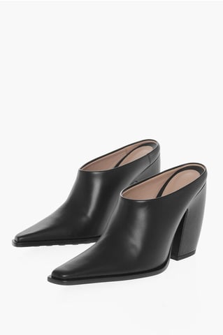 Leather TEX Mules with Covered Heel 10cm in Black