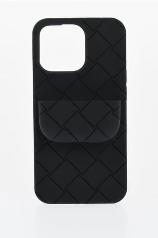 Braided Iphone 13 Pro Cover with with Airpods Holder in Black