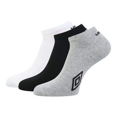 Umbro Unisex Adult Logo Trainer Socks (Pack of 3) (White/Black/Grey)