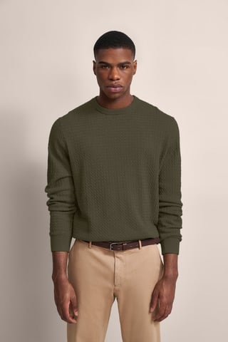 Bugatti Herren Pullover mit Geflechtstruktur