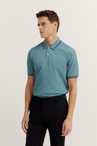 Bugatti Herren Polo mit Kontraststreifen und Bruststickerei