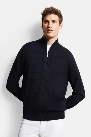 Bugatti Herren Strickjacke mit 3-D-Strukturstreifen