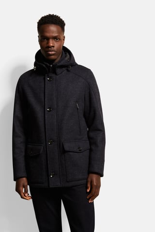 Bugatti Herren Wolljacke mit abnehmbarer Kapuze